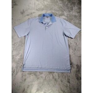 Peter Millar Summer Comfort Polo Shirt Mens XL Blue White Stripes Polyester Golf